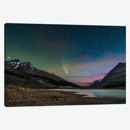 Comet Neowise Over Columbia Icefield In Jasper National Park, Alberta, Canada. Canvas Print #TRK2974} by Alan Dyer Art Print