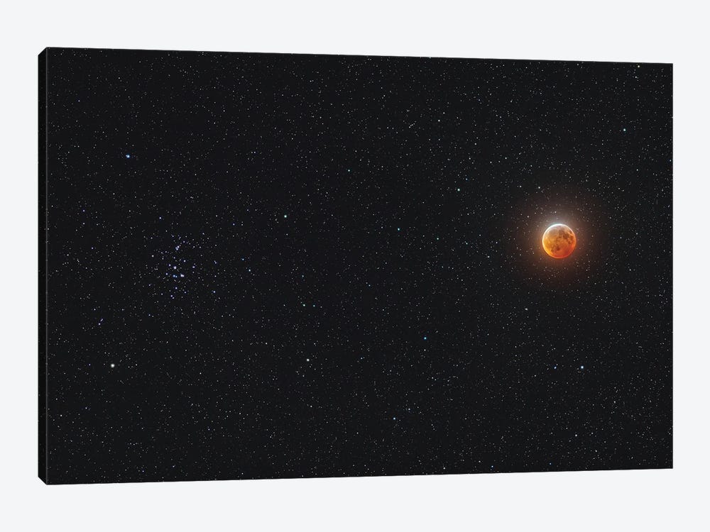 Eclipsed Moon Beside The Beehive Star Cluster. by Alan Dyer 1-piece Canvas Wall Art
