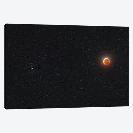 Eclipsed Moon Beside The Beehive Star Cluster. Canvas Print #TRK2998} by Alan Dyer Canvas Artwork