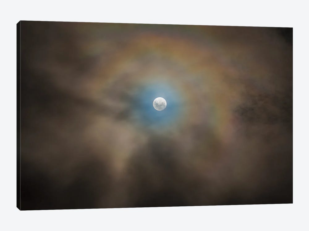 Full Moon And Lunar Corona Amongst Fast-Moving Low Clouds. by Alan Dyer 1-piece Canvas Art