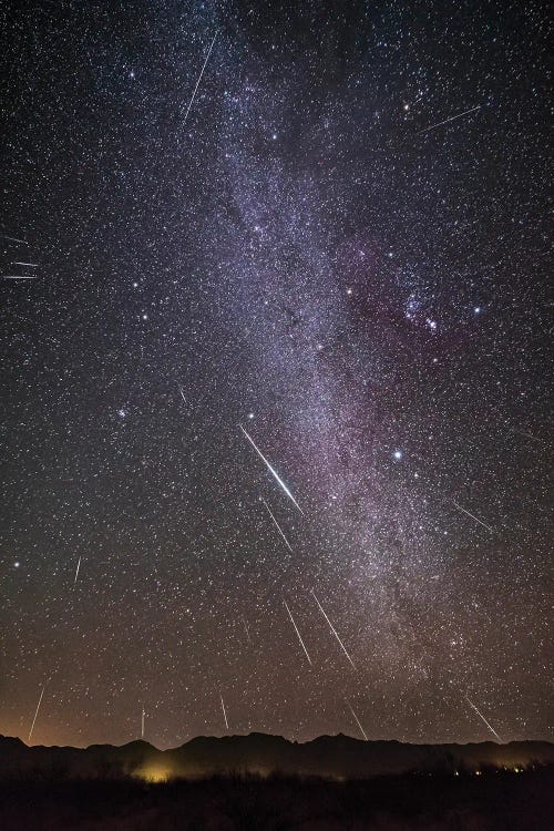 Geminid Meteor Shower In A View Framing The Winter Milky Way.