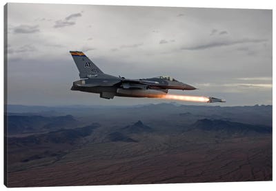 F-16 Fighting Falcon Fires An AGM-65 Maverick Missile Canvas Art Print