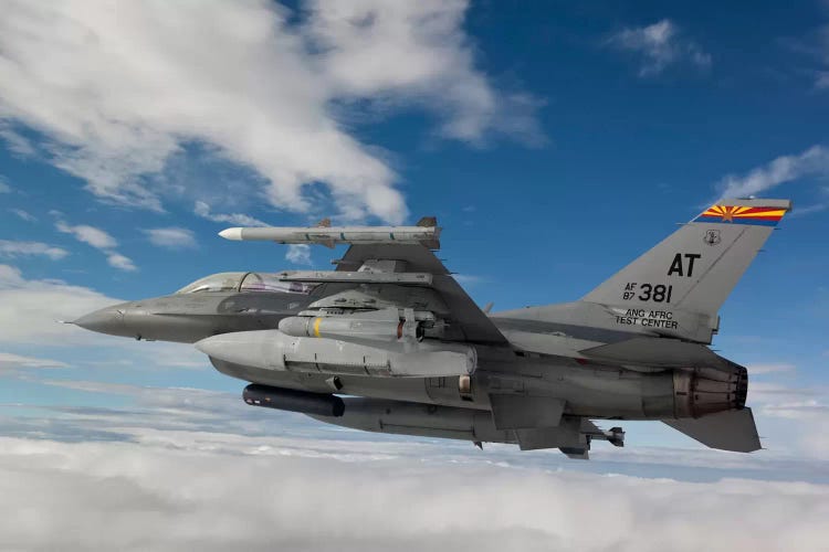 F-16 Fighting Falcon Flies With An AGM-65 Maverick Missile