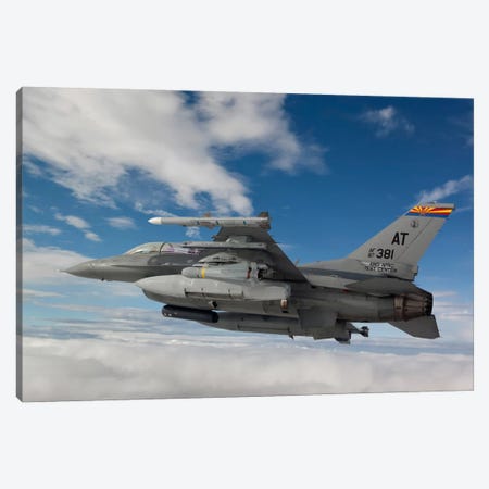 F-16 Fighting Falcon Flies With An AGM-65 Maverick Missile Canvas Print #TRK302} by HIGH-G Productions Canvas Artwork