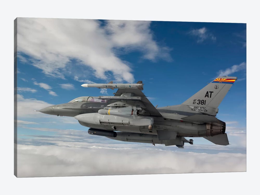 F-16 Fighting Falcon Flies With An AGM-65 Maverick Missile by HIGH-G Productions 1-piece Art Print