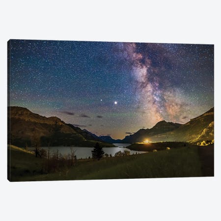 Milky Way And Planets Jupiter And Saturn Over Waterton Lakes National Park, Alberta, Canada. Canvas Print #TRK3033} by Alan Dyer Canvas Artwork