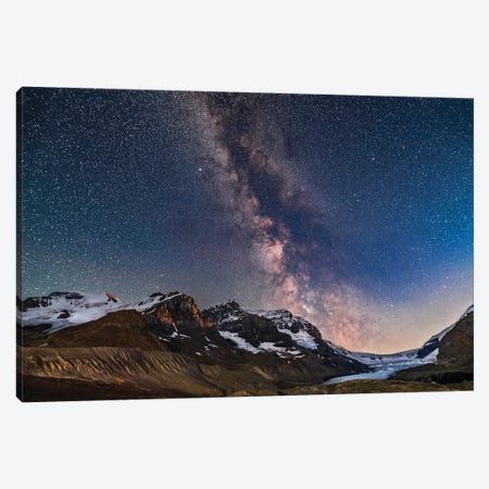 Milky Way Over Mount Andromeda And Mount Athabasca In Jasper National Park, Canada. Canvas Print #TRK3041} by Alan Dyer Art Print