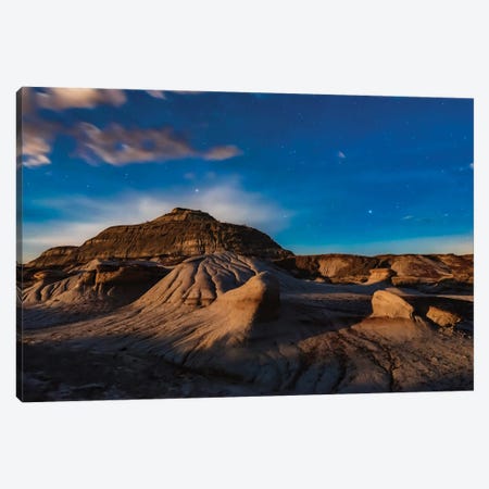 Moonrise Over The Eroding Formations Of Dinosaur Provincial Park, Alberta, Canada. Canvas Print #TRK3048} by Alan Dyer Canvas Art Print
