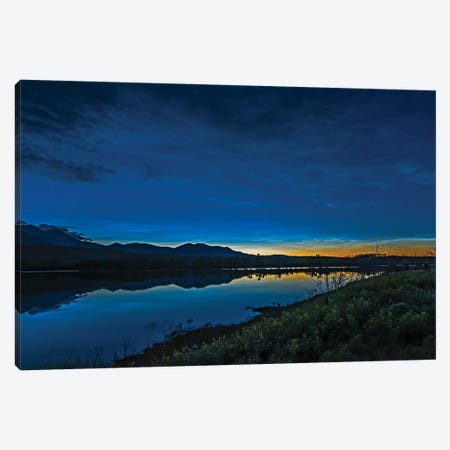 Noctilucent Clouds Glowing And Reflected In Calm Waters Of The Waterton River, Alberta, Canada. Canvas Print #TRK3060} by Alan Dyer Art Print