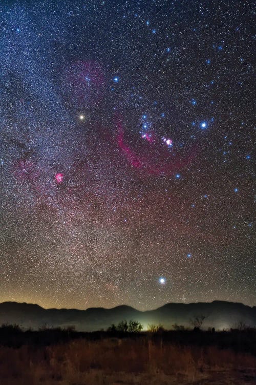 Orion & Sirius Rising Over The Peloncillo Mountains Of Southwest New Mexico.