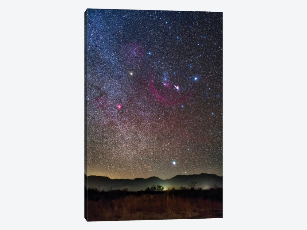 Orion & Sirius Rising Over The Peloncillo Mountains Of Southwest New Mexico. by Alan Dyer 1-piece Canvas Print