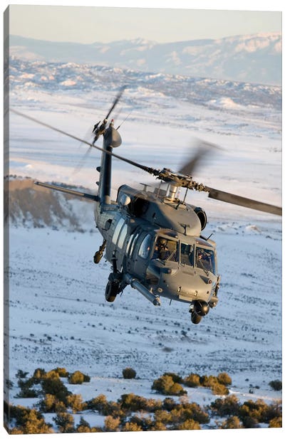 HH-60G Pave Hawk Flies A Low Level Route Over New Mexico Canvas Art Print - Military Art