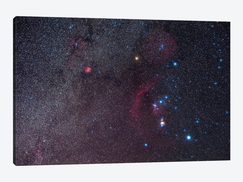 Orion And The Northern Winter Milky Way, Showing The Orion Nebula, Belt Of Orion, Rosette Nebula And Betelgeuse. by Alan Dyer 1-piece Canvas Wall Art