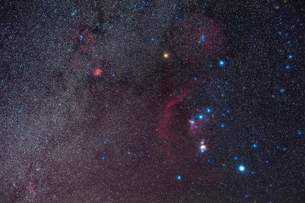 Orion And The Northern Winter Milky Way, Showing The Orion Nebula, Belt Of Orion, Rosette Nebula And Betelgeuse.