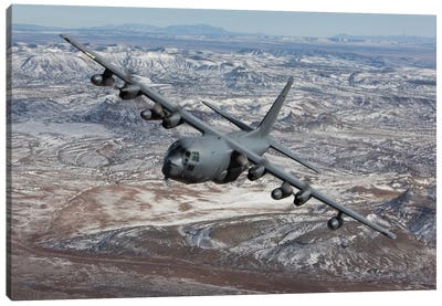 MC-130 Aircraft Maneuvers During A Training Mission Over New Mexico I Canvas Art Print