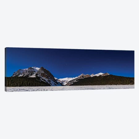 Panorama Of Lake Louise Under Winter Moonlight In Banff National Park, Canada. Canvas Print #TRK3090} by Alan Dyer Canvas Art