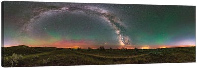 Panorama Of The Night Sky And Milky Way Over The Great Sandhills Of Western Saskatchewan, Canada Canvas Art Print - Alan Dyer