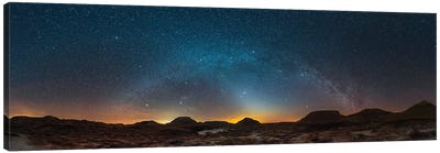 Spring Sky Panorama With Milky Way And Constellations At Dinosaur Provincial Park, Canada. Canvas Art Print - Alan Dyer
