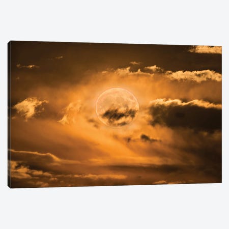 Supermoon Rising In The Clouds. Canvas Print #TRK3143} by Alan Dyer Canvas Art