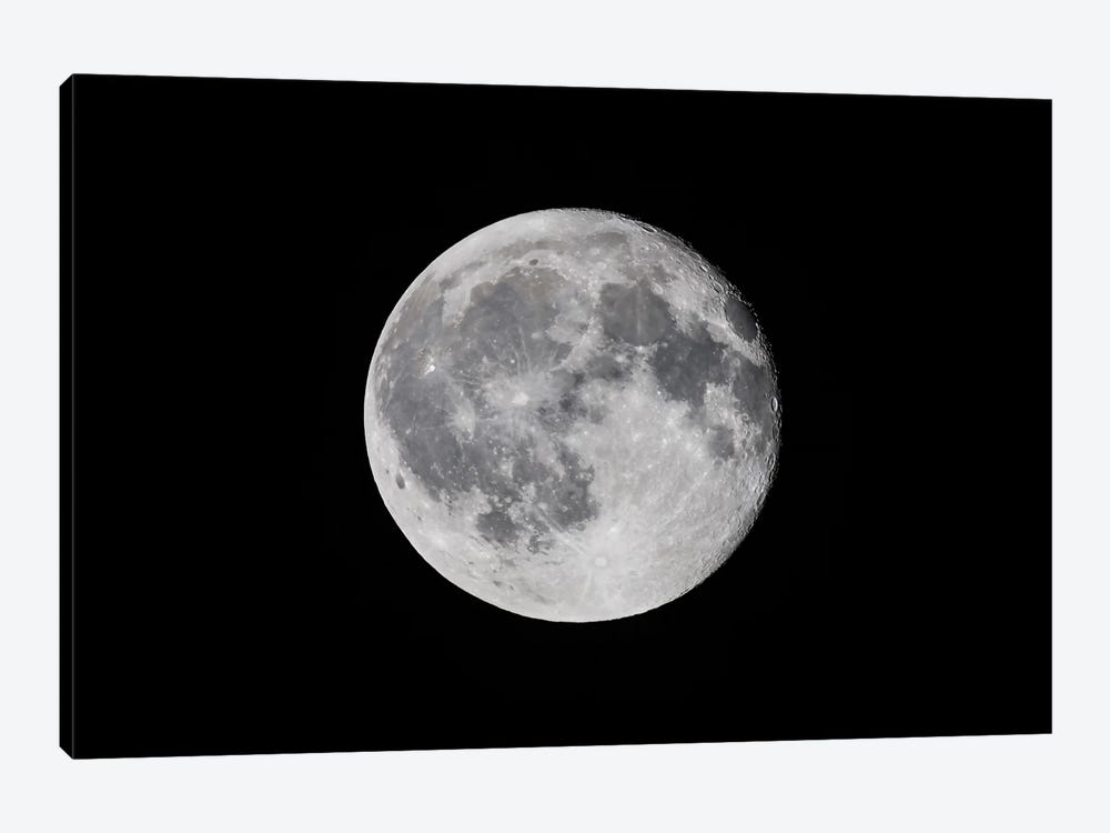 The 15-Day-Old Moon With It High In The Sky And Neutral In Tone. 1-piece Canvas Art Print