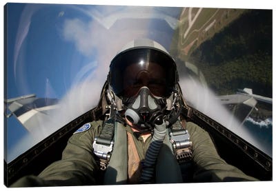 View From The Cockpit Of An F-16 Block 30 Pulling G's Canvas Art Print