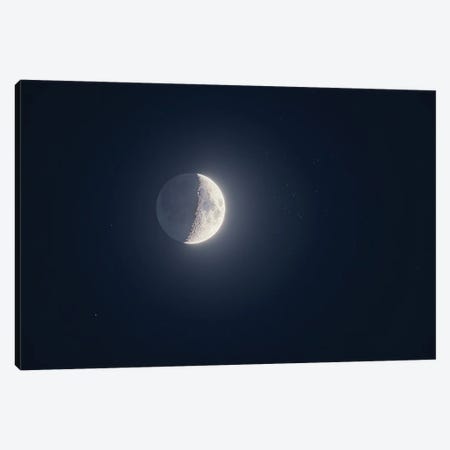 The 5-Day-Old Waxing Crescent Moon Near The Beehive Star Cluster. Canvas Print #TRK3156} by Alan Dyer Canvas Art