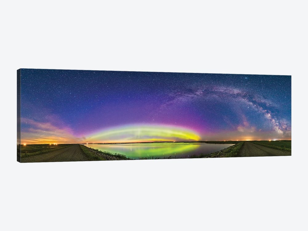The Arc Of The Northern Lights And Auroral Oval Over Crawling Lake, Alberta, Canada. by Alan Dyer 1-piece Canvas Artwork