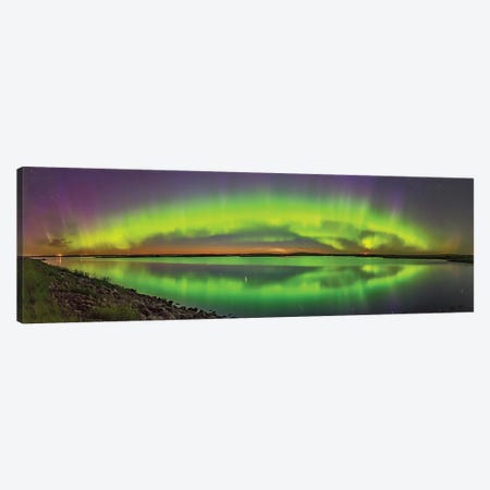 The Arch Of The Auroral Oval Over Crawling Lake In Southern Alberta, Canada. Canvas Print #TRK3165} by Alan Dyer Art Print