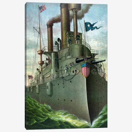 American History Print Of Admiral George Dewey Standing On His Flagship Canvas Print #TRK316} by Stocktrek Images Canvas Art