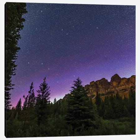 The Big And Little Dippers, And Polaris, Over Castle Mountain In Banff National Park, Canada. Canvas Print #TRK3173} by Alan Dyer Canvas Print