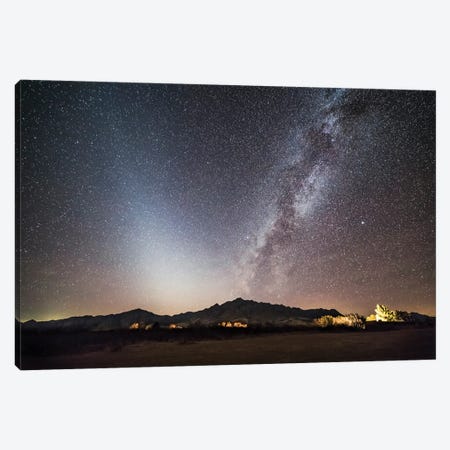 The Bright Milky Way With Zodiacal Light And Interstellar Dust Above Mountains In Arizona. Canvas Print #TRK3179} by Alan Dyer Canvas Print