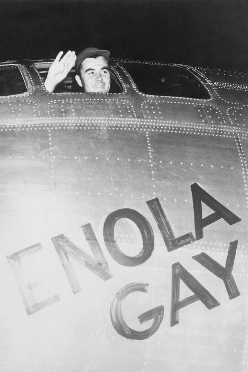 Colonel Paul Tibbets Waving From The Cockpit Of The Enola Gay