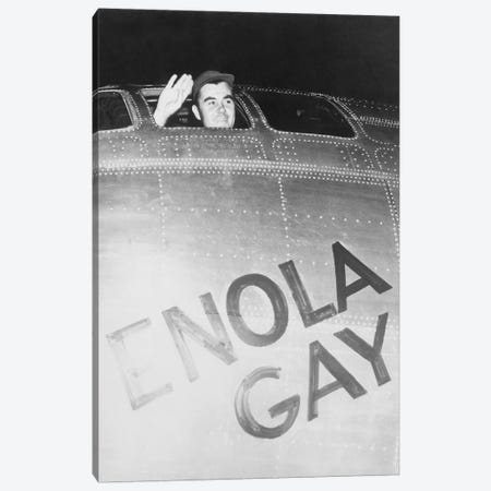 Colonel Paul Tibbets Waving From The Cockpit Of The Enola Gay Canvas Print #TRK318} by Stocktrek Images Canvas Print