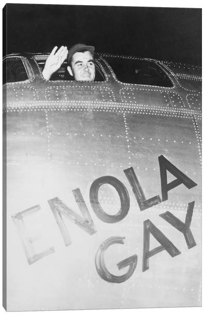 Colonel Paul Tibbets Waving From The Cockpit Of The Enola Gay Canvas Art Print - Paul Tibbets