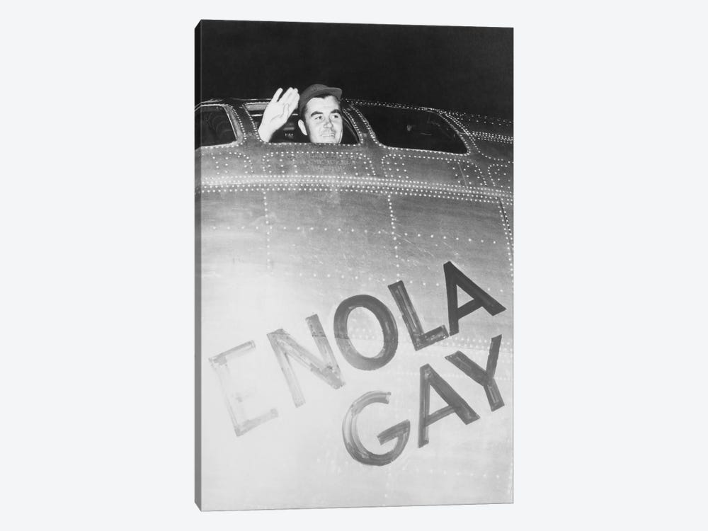 Colonel Paul Tibbets Waving From The Cockpit Of The Enola Gay by Stocktrek Images 1-piece Canvas Wall Art