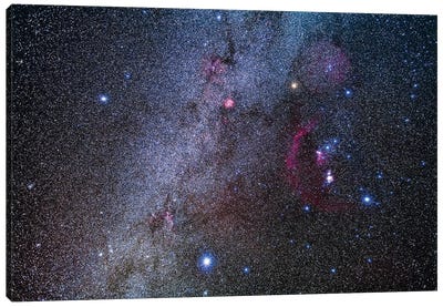 The Constellation Of Orion And Its Brightest Stars, Procyon And Sirius Canvas Art Print - Alan Dyer