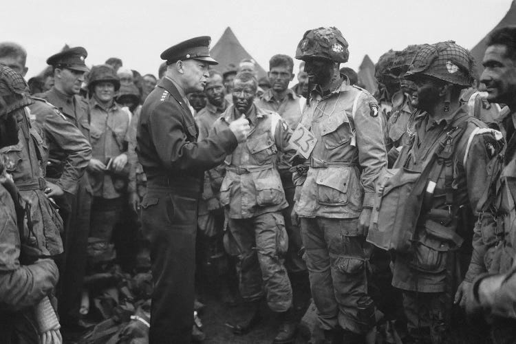 General Dwight D. Eisenhower Talking With Soldiers Of The 101st Airborne Division