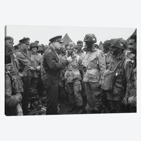 General Dwight D. Eisenhower Talking With Soldiers Of The 101st Airborne Division Canvas Print #TRK319} by Stocktrek Images Canvas Art Print
