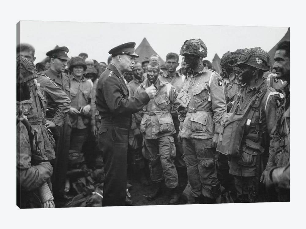 General Dwight D. Eisenhower Talking With Soldiers Of The 101st Airborne Division by Stocktrek Images 1-piece Canvas Art Print