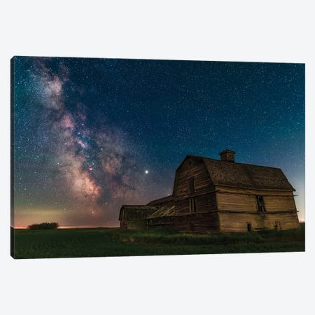 The Galactic Centre Area Of The Milky Way Behind An Old Barn In Southern Alberta, Canada. Canvas Print #TRK3201} by Alan Dyer Canvas Print