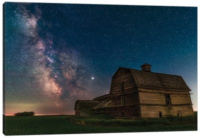 The Galactic Centre Area Of The Milky Way Behind An Old Barn In Southern Alberta, Canada. Canvas Art Print - Alan Dyer