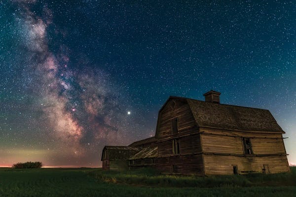 The Galactic Centre Area Of The Milky Way Behind An Old Barn In Southern Alberta, Canada.