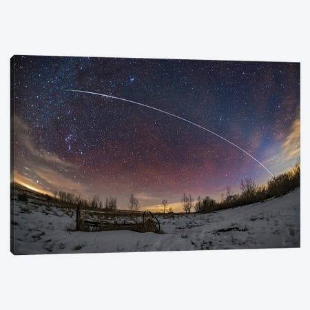 The International Space Station, Airglow, And Zodiacal Light Over The Countryside Of Alberta, Canada. Canvas Print #TRK3208} by Alan Dyer Canvas Print