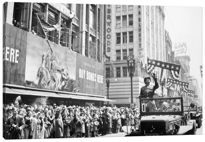 General George Patton During A Ticker Tape Parade Canvas Art Print