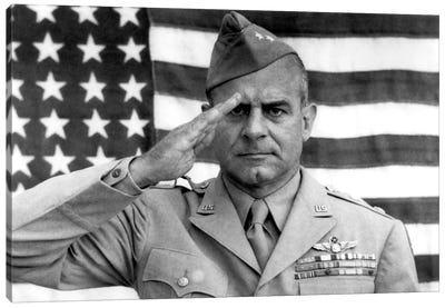 General James Jimmy Doolittle Saluting With The American Flag Canvas Art Print