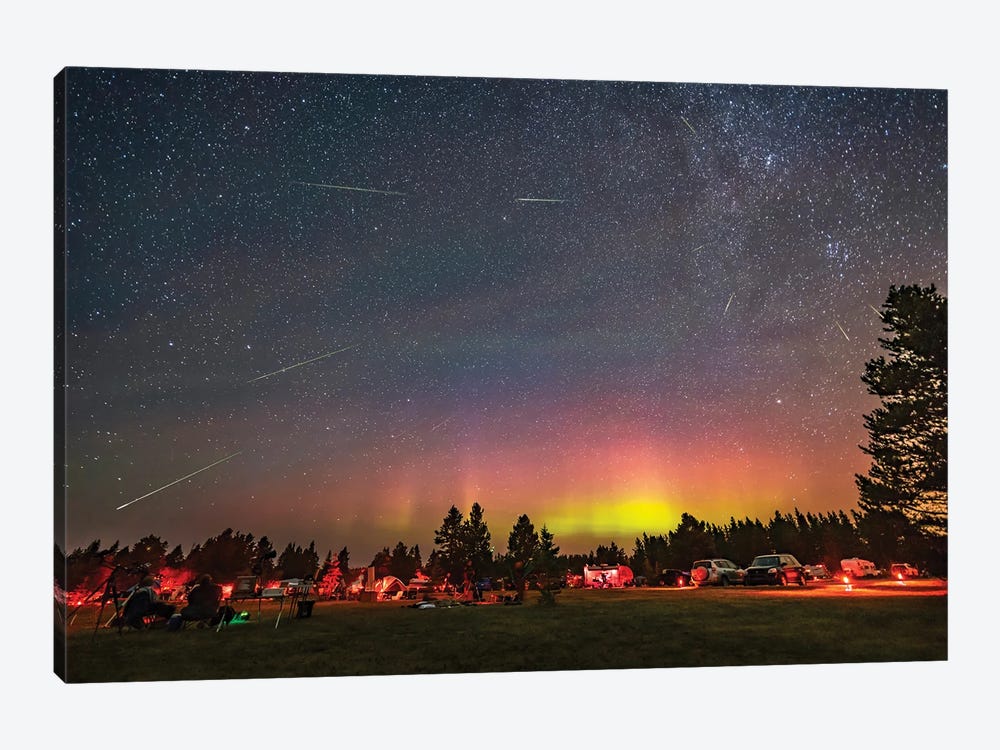 The Perseid Meteor Shower And An Aurora Over The Saskatchewan Summer Star Party, Canada by Alan Dyer 1-piece Canvas Wall Art