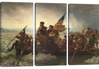 Painting Of George Washington Crossing The Delaware Canvas Art Print - 3-Piece Vintage Art