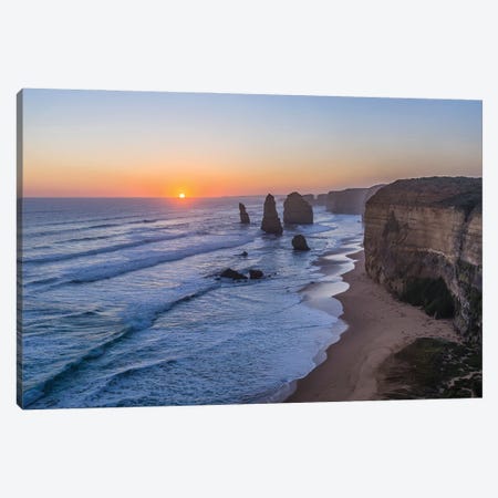 The Setting Sun At The Twelve Apostles Sea Stacks And Cliffs On The Great Ocean Road. Canvas Print #TRK3245} by Alan Dyer Canvas Art