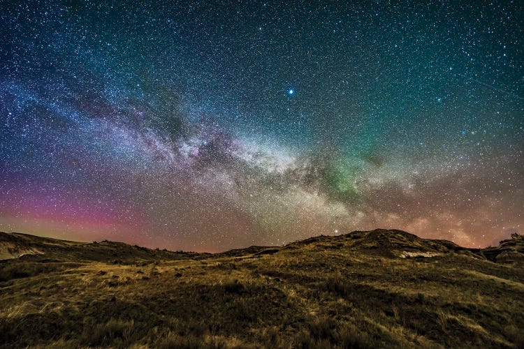The Summer Milky Way Rising Over Dinosaur Provincial Park, Alberta, Canada. by Alan Dyer wall art