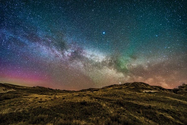 Astronomy & Space: The Summer Milky Way Rising Over Dinosaur Provincial Park, Alberta, Canada. by Alan Dyer